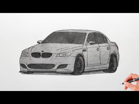 How to draw a BMW M5 E60 2003 /  drawing bmw 5 series v10 2002 car