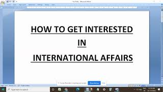 How to get interested in International Affairs