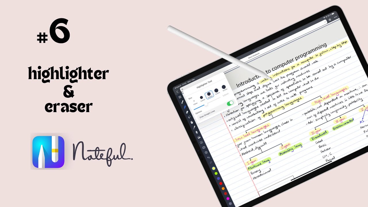 6 Noteful highlighters & eraser Beginner's course YouTube