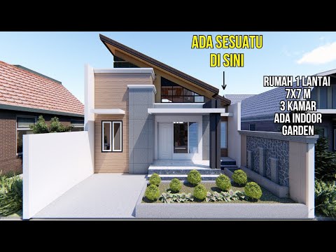 RUMAH UNIK ESTIMASI MENARIK! Desain rumah 1 lantai 7x7 m konsep open space