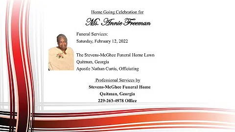 Home Going Celebration for Ms  Annie Mae Freeman