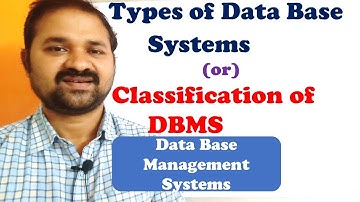 Types of Data Base Systems || Classification of Data Base Management System || DBMS