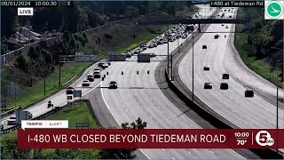 1 dead in 6 car crash on I-480; all lanes beyond Tiedeman Road closed