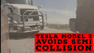 Tesla Model 3 Avoids Being Rear-Ended by Semi
