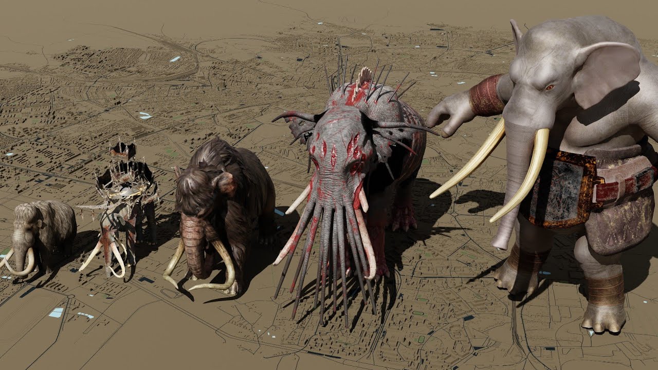 Mammoths & Monster Elephants Size Comparison 3D | Woolly Mammoth Vs Giant Elephants