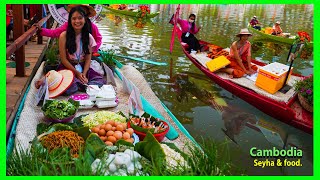 Surprise See FLOATING MARKET! You Can See it During Khmer New Year! Street Food Tour In Siem Reap.