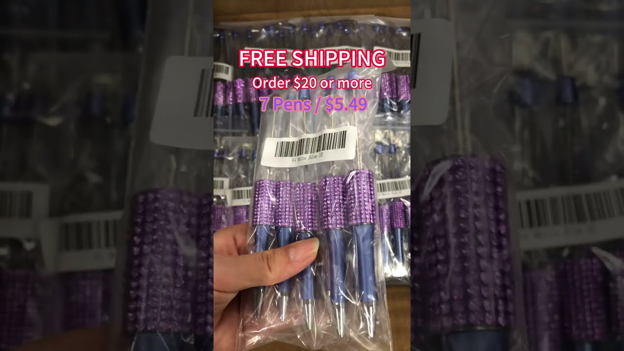 Matte Blue Rhinestone Beaded Pens Beadedpens Wholesale Bead Diy
