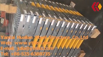 Stair treads with signal yellow anti slip nosing | Yantai Hualian