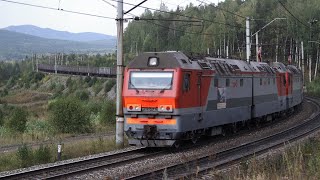 Freight and passenger trains in the South Urals. Zlatoust. Russia. Chelyabinsk region.