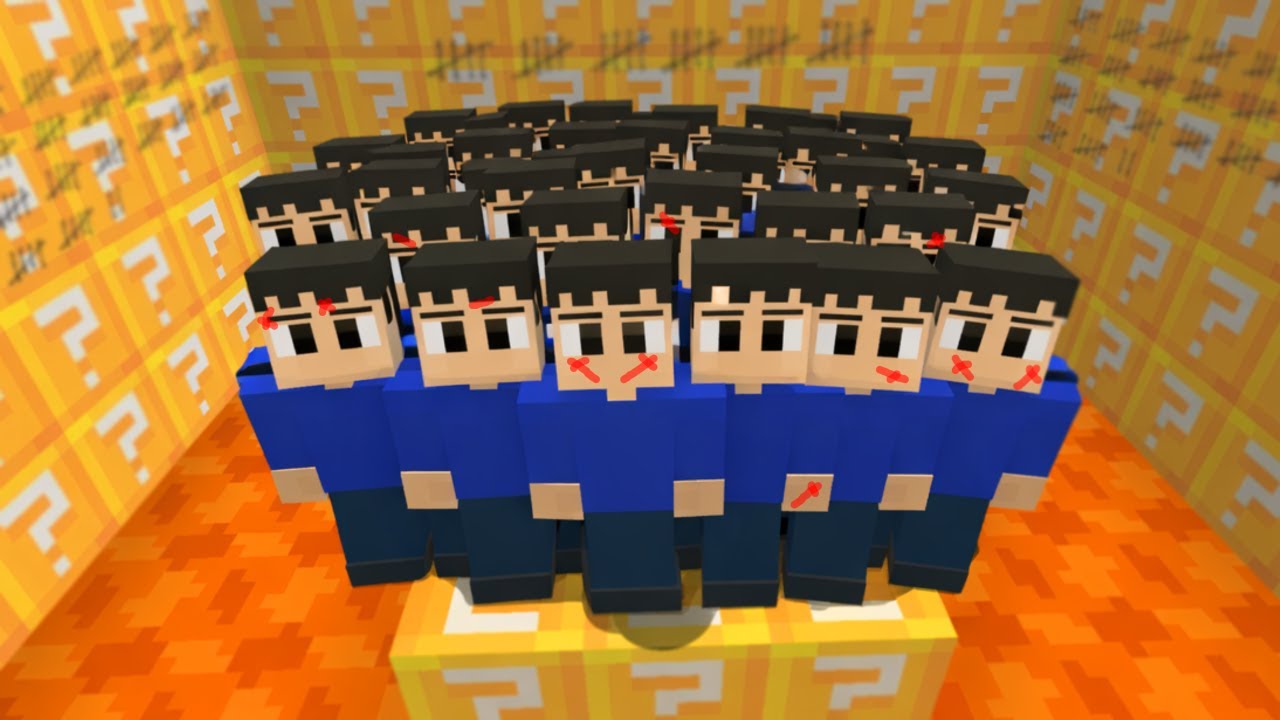 Я поймал 100 игроков с помощью счастливых блоков!