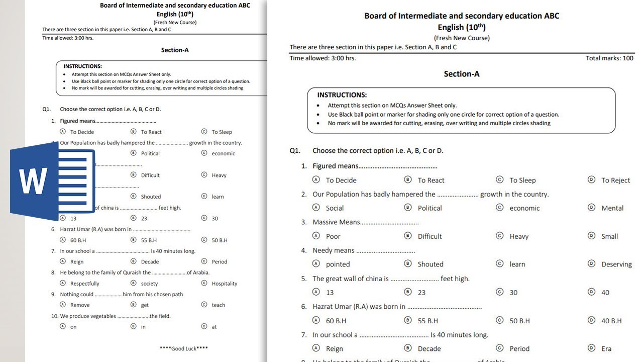 Multiple Choice Quiz Template Word Doc from i.ytimg.com