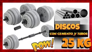 💪🤑 discos de cemento de 25 kg + barra casera