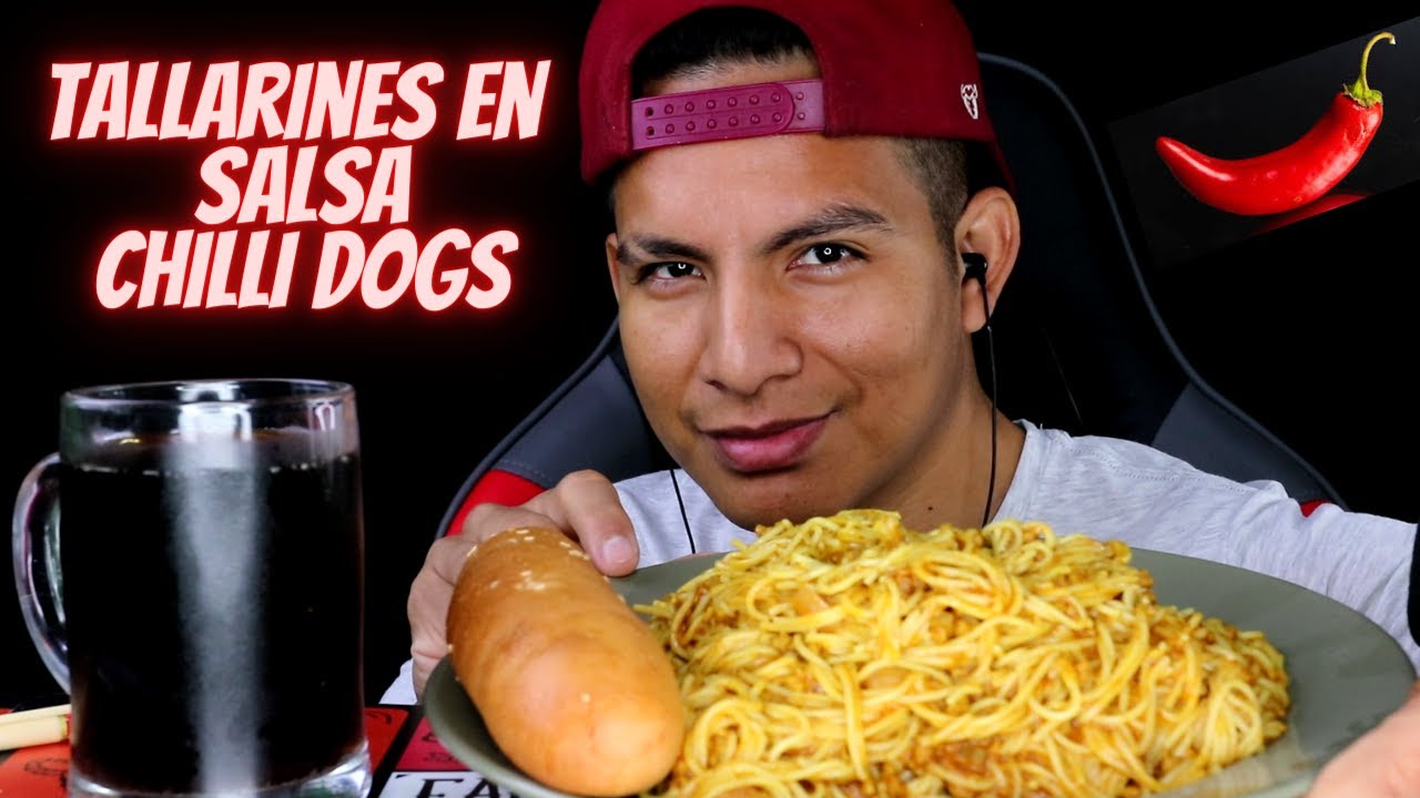 COMIENDO TALLARINES EN SALSA CHILLI DOGS 🍝🌶🥵