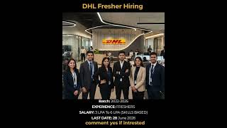 DHL Fresher Hiring 2026 🚀 | DHL માં નવી ભરતી | Salary 3 To 6 LPA | Work From Office
