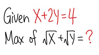 Calculus 1: Given x+2y=4, find the max of sqrt(x)+sqrt(y)