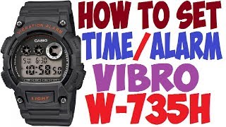 Setting Casio W-735H manual 3416 to set time and Alarm Vibro