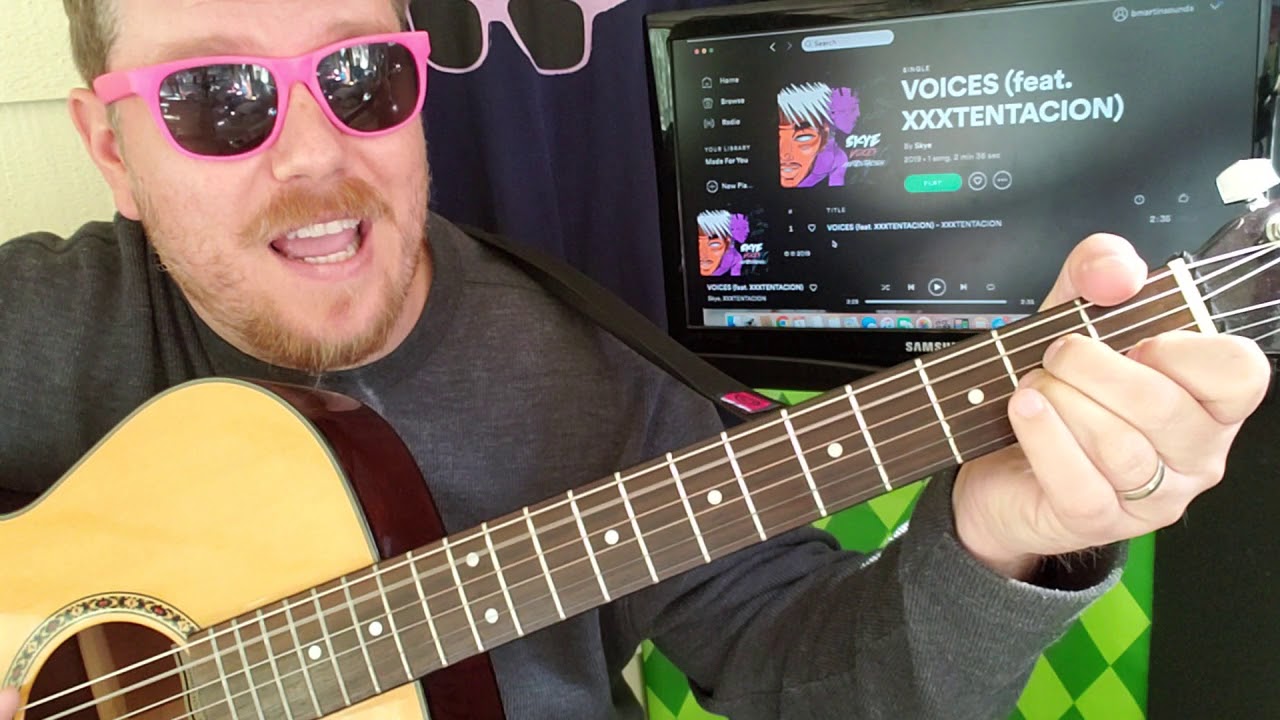 How To Play Voices - XXXTENTACION, Skye // guitar tutorial beginner lesson fingerstyle chords