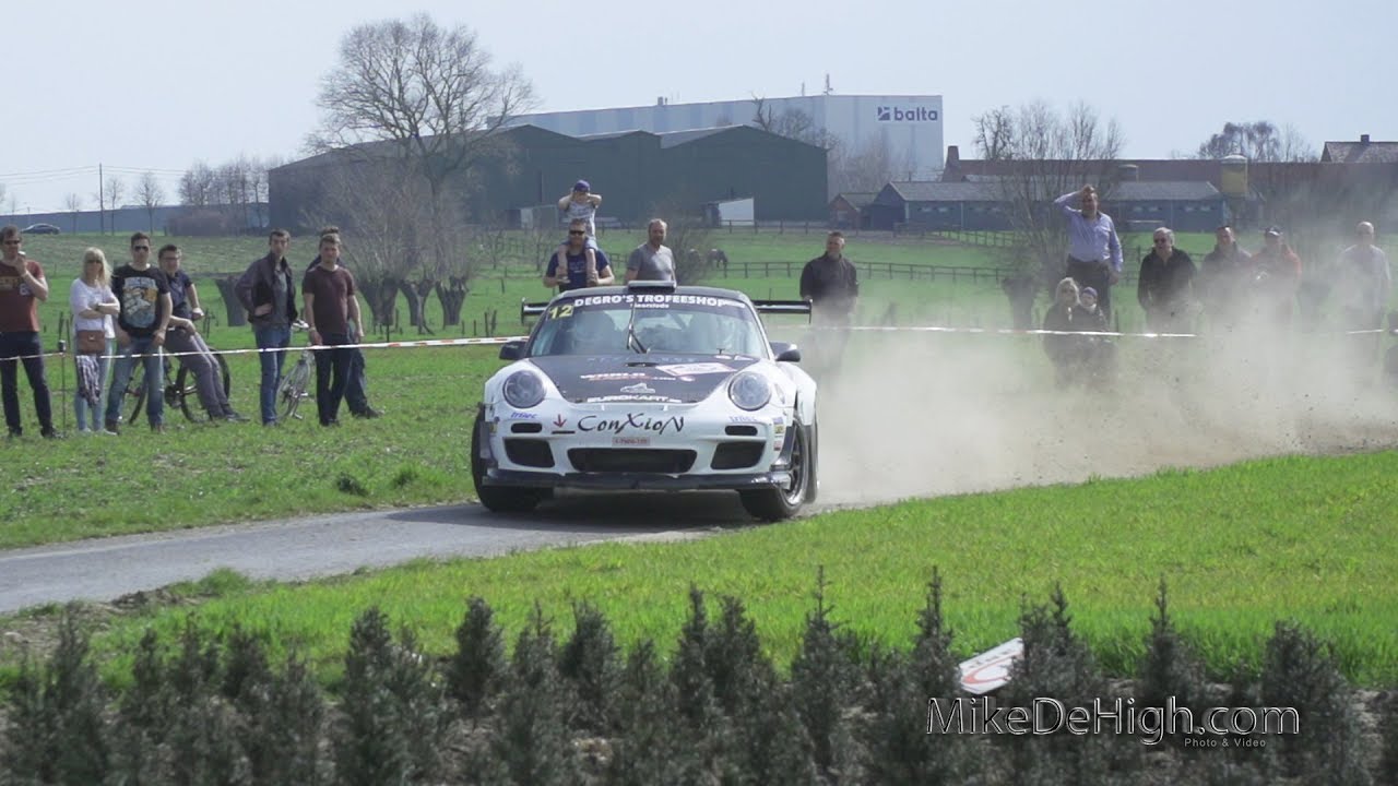 TAC Rally Tielt 2018 Porsche Attack Flatout Sideways Crash & SlowMotions