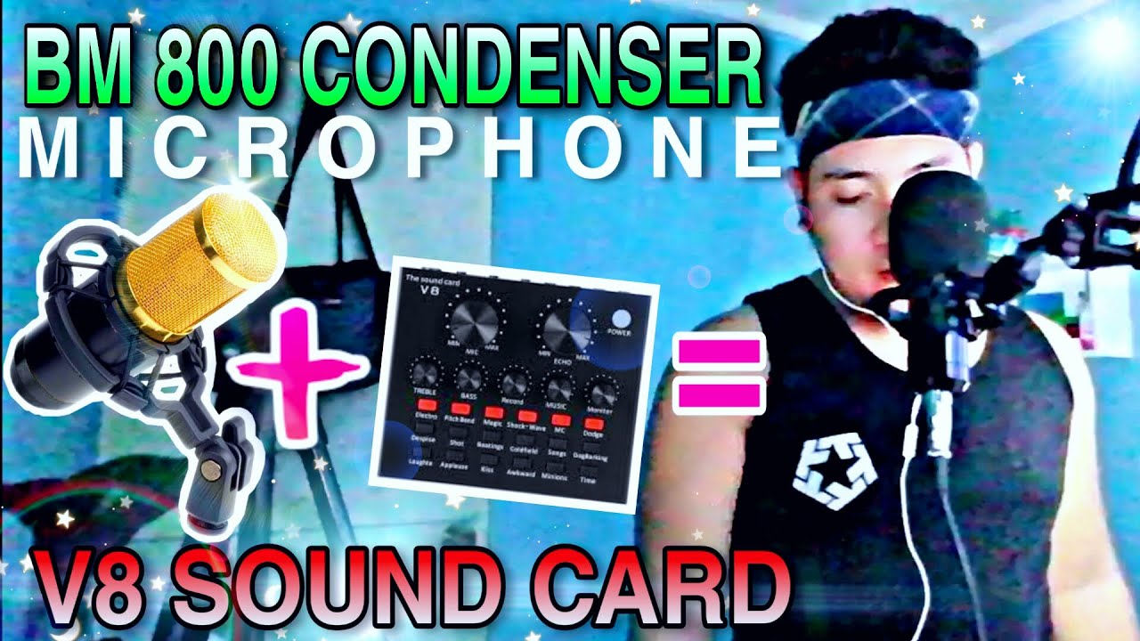 BM 800 CONDENSER MICROPHONE AND V8 SOUND CARD UNBOXING| SET UP| REVIEW| TUTORIAL - YouTube