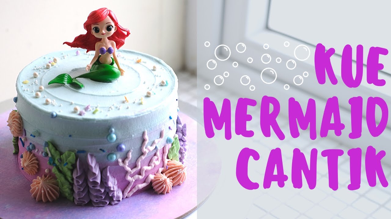Cara dekor kue buttercream mermaid ombre rustic