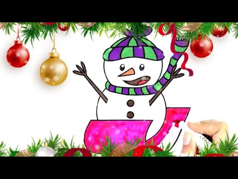 Dibujar y Colorea Monigote de nieve | Dibujos Para Niños | Animales & Español y Inglés