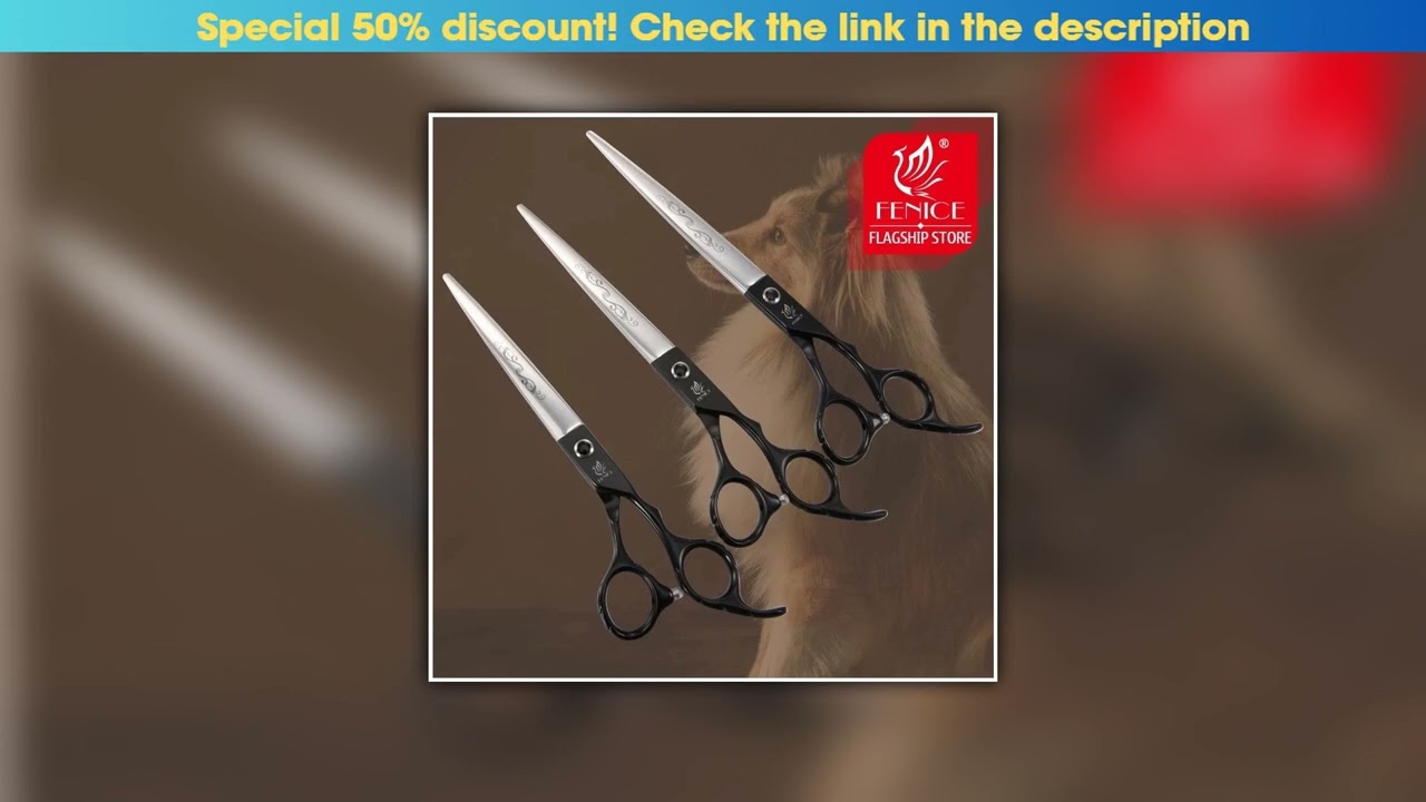 Hot Picks Fenice 7.0/7.5/8.0 inch Straight Cutting Scissors for Dogs Professional Grooming Shear Fl