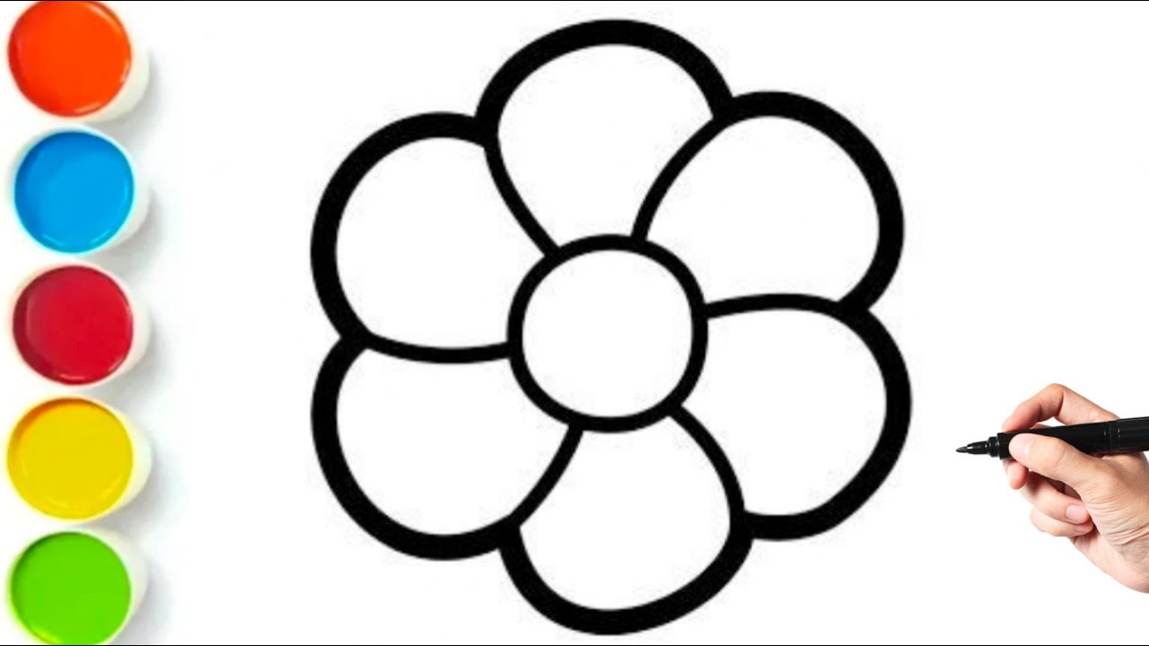 How to draw a rainbow flower drawing || Easy colourful flower drawing ...