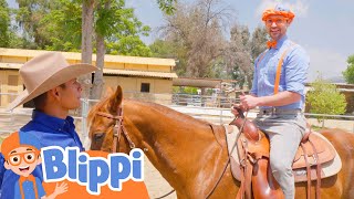 blippi rides horse blippi full episodes learning videos