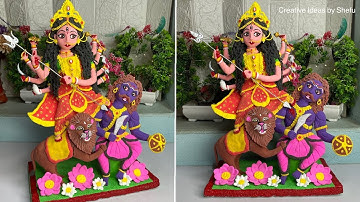 DIY clay Durga Maa idol making || how to make Durga murti with clay 