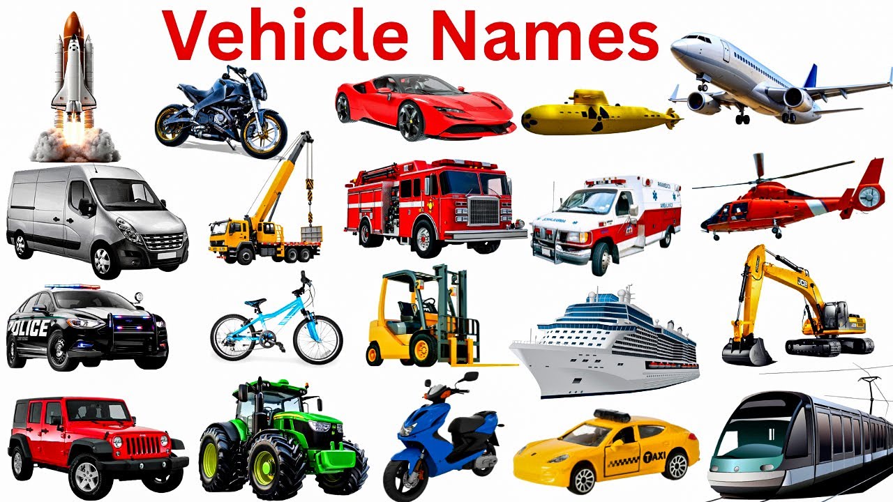 Learn 20 Vehicle Names | Vehicles Vocabulary Words | Kids Learning Video 