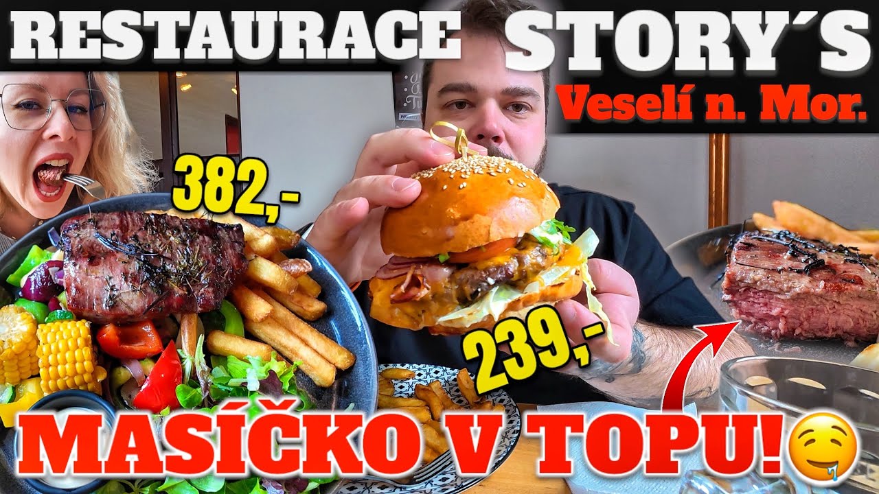 ÚŽASNÝ FLANK STEAK A BURGER Z RESTAURACE STORY’S!🤤TADY DĚLAJÍ MASÍČKO V TOPU!❤️ZTRATIL JSEM KAMERU🥲