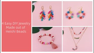 4 Easy DIY Polymer Clay Jewelry|Heishi Bead Earrings Bracelet Necklace Designs|Jewelry Tutorial