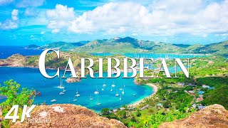 FLYING OVER CARIBBEAN (4K Video UHD) - Calming Music With Beautiful Nature Video For Relaxation