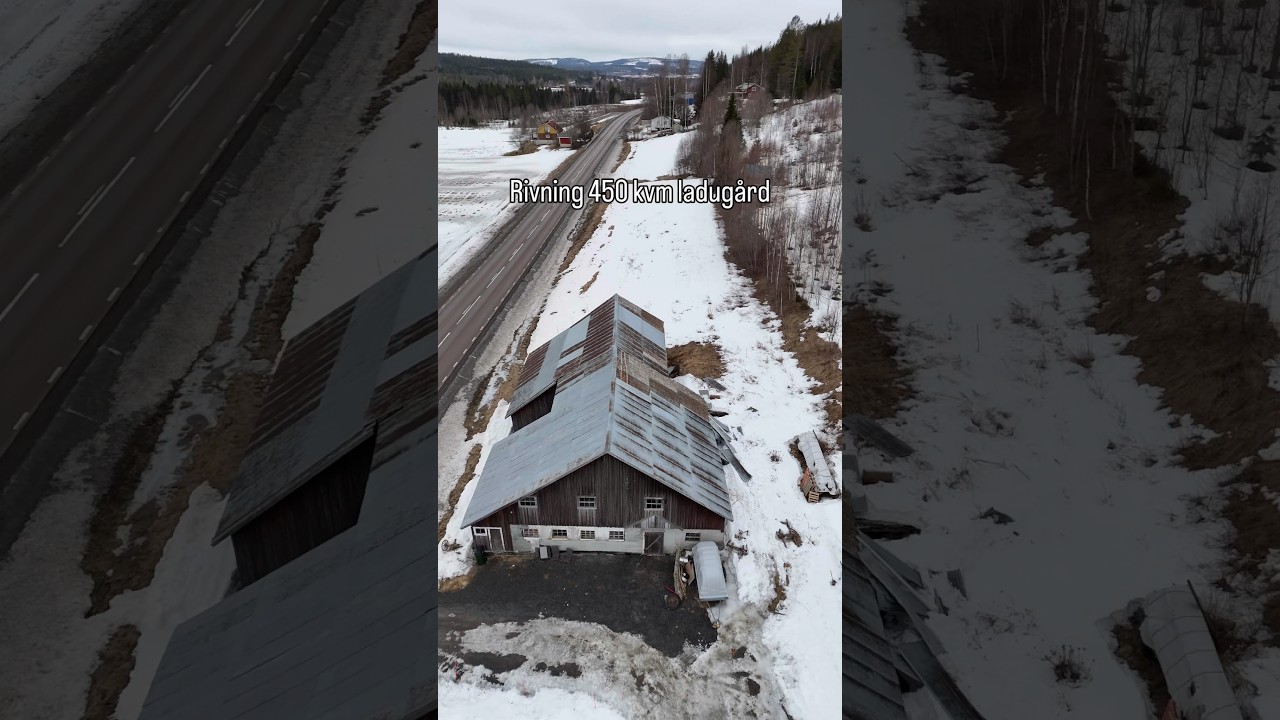 Rivning av ladugården. Barn demolition. Den gamla ladugården försvinner och vad väntar framöver?