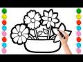 Easy Drawing and Relaxing Flower Picture / step by step for kids !