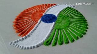 15 August Rangoli Design | Independence Day Rangoli Design with Dots
