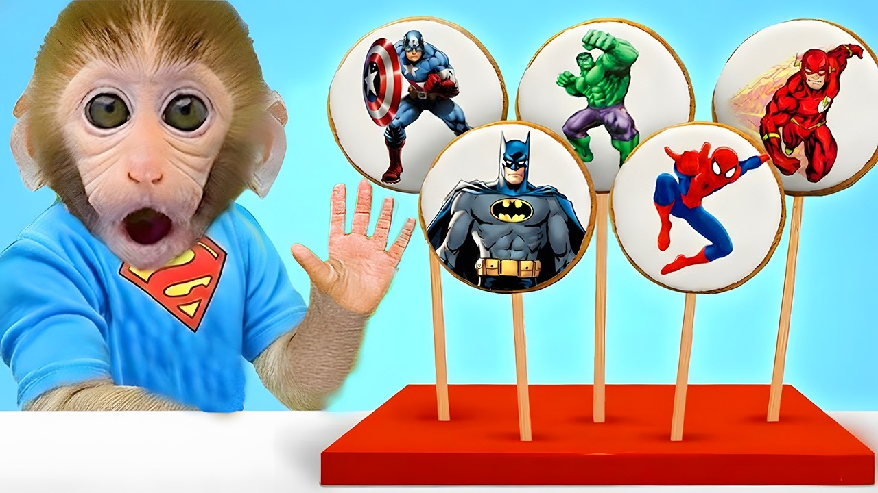 يكتشف القرد الصغير بون بون غرفة مليئة بحلوى قوس قزح عملاقة