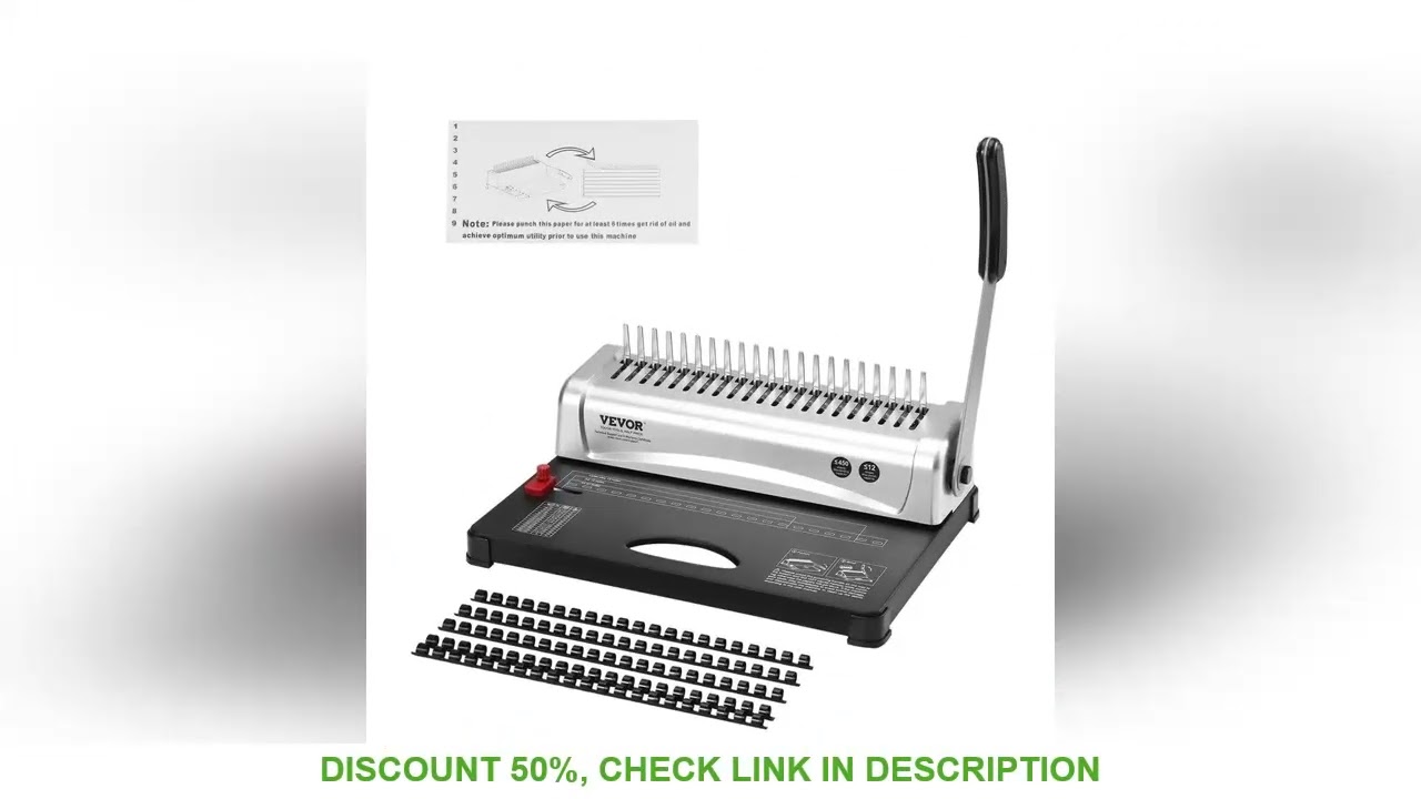 Comb Binding Machine 21 Holes 450 Sheets 100PCS 3/8 Binding Spines for letter A4 A5 Book Binding Mac