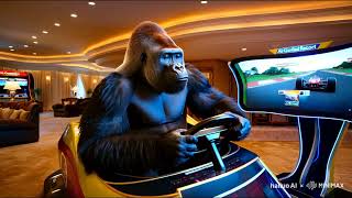 AirGorilla Playing a Video game after having lunch.