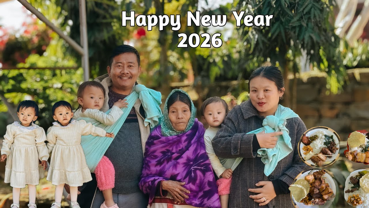 Празднование Нового года со свекровью и близнецами.