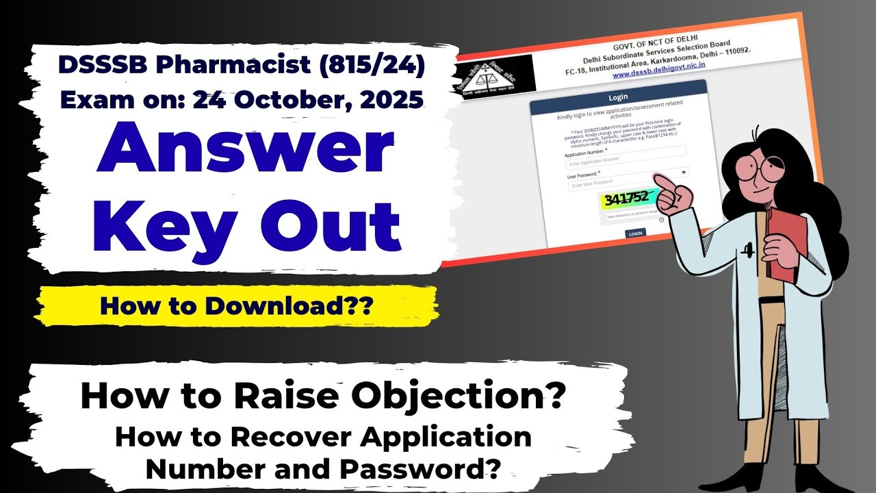 DSSSB 815/24 Pharmacist Answer Key | Exam Date 24-10-2025 | How to Download & Raise Objection