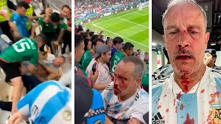 Salvaje golpiza de mexicanos a un hincha argentino en la tribuna, en pleno partido