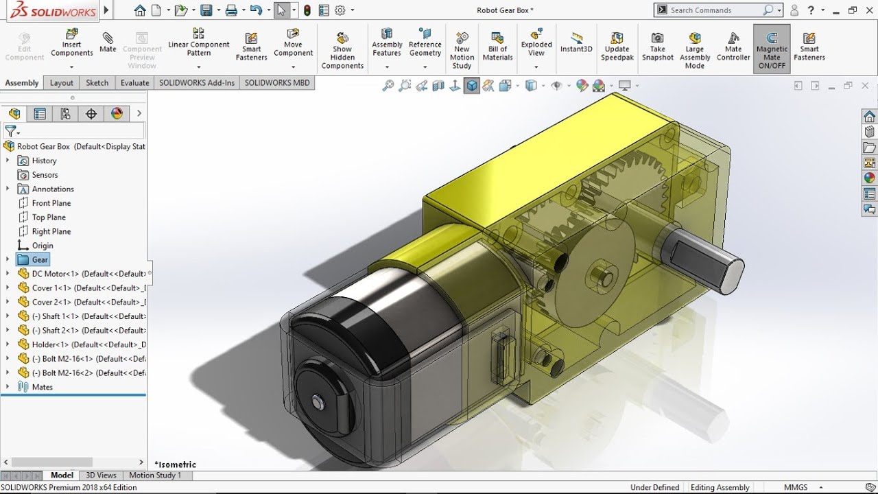 Design a Robot Gear Box Use Solidworks - YouTube