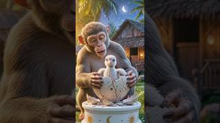 Monkey Raised a Baby Pigeon From an Egg 😢🐒 #shorts#shorts #viral #trending #monkey #pigeon