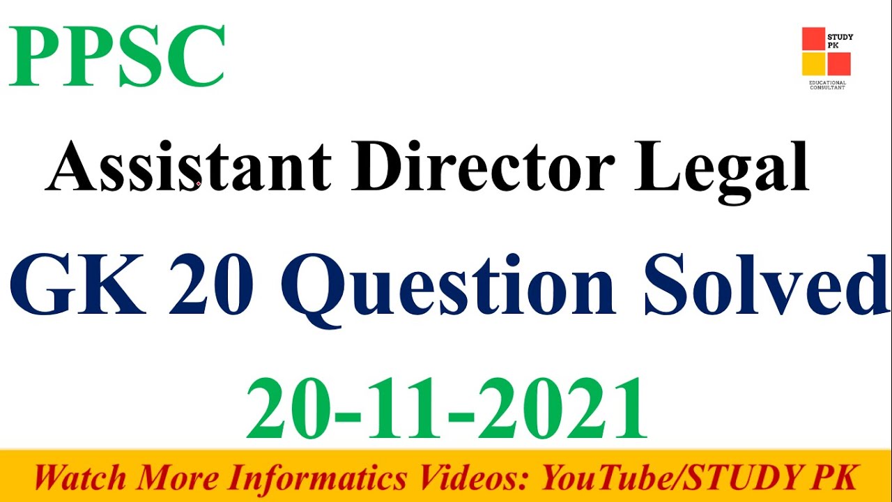 PPSC Assistant Director Legal 20-11-2021 - Assistant Director Legal - Assistant Director Legal Paper