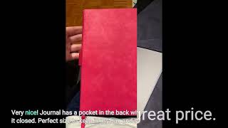 Thick Classic Notebook with Pen Loop - Lemome A5 Wide Ruled Hardcover Writing Notebook with Poc...
