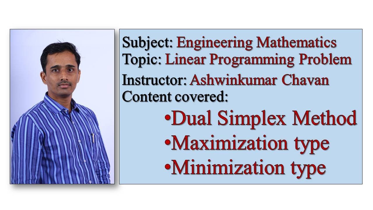 Lecture 03 lpp dual simplex method maximization minimization youtube