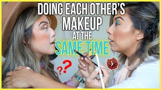 SISTERS DOING EACH OTHER´S MAKEUP @ SAME TIME + 60 MINUTE VS 6 MINUTE CHALLENGE!