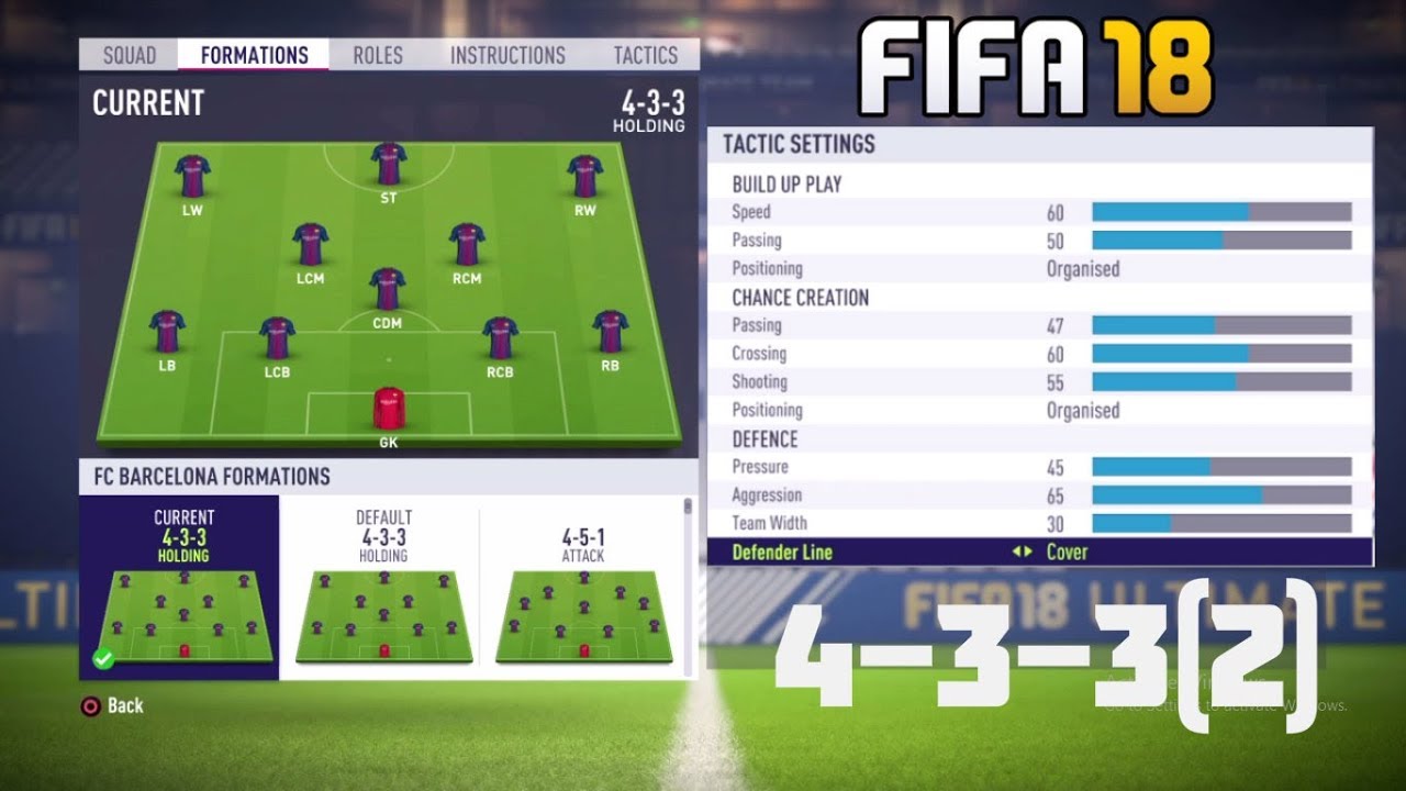 Fifa 18 Best Formation 4 3 3 2 Tutorial Best Custom Tactics Instructions More Youtube
