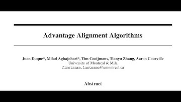 [QA] Advantage Alignment Algorithms